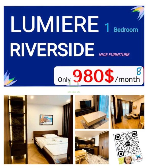 CHO THUÊ GẤP 1 PN LUMIERE RIVERSIDE NHÀ SIÊU ĐẸP 52 M2 CHỈ 25 TRIỆU