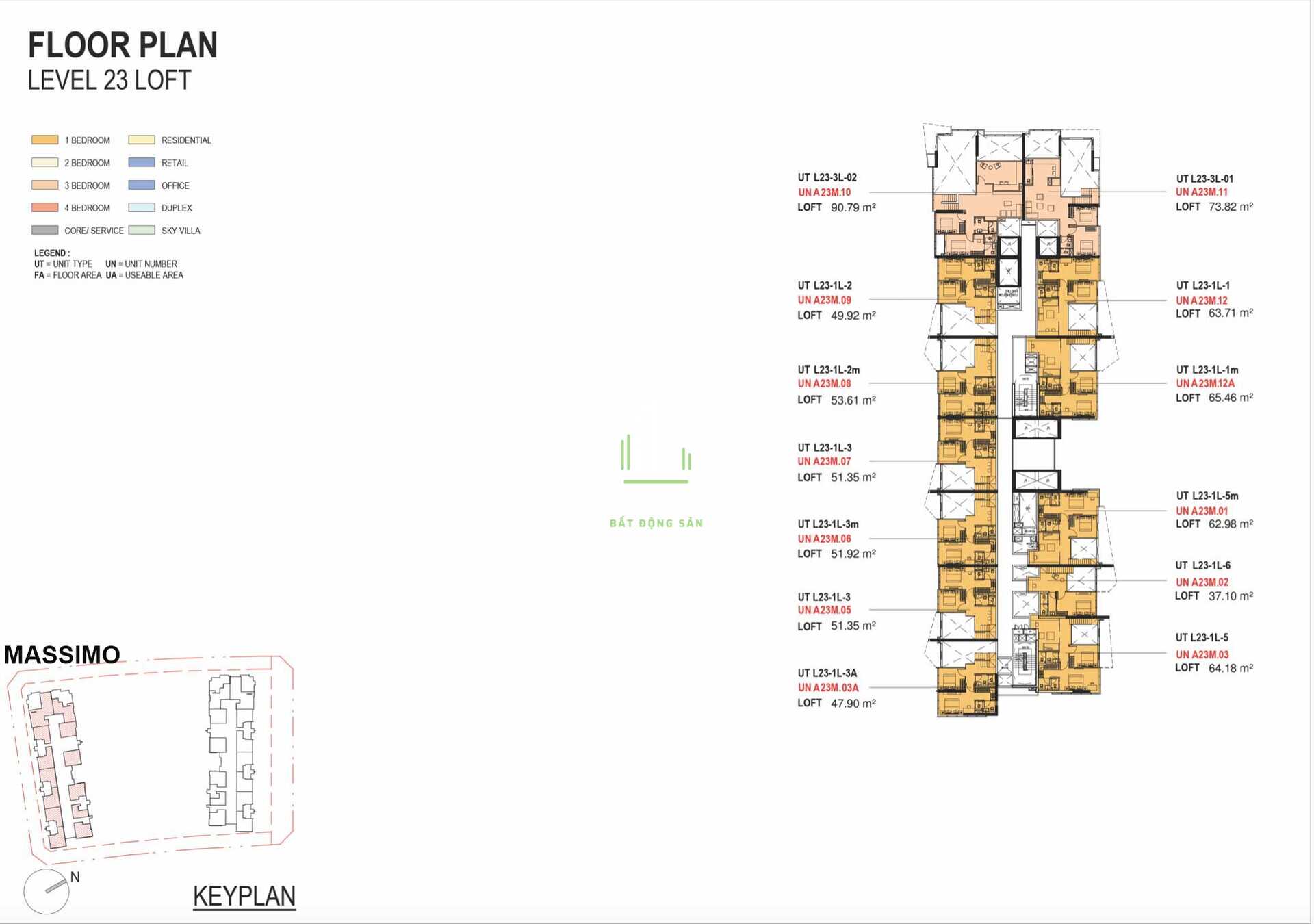 Massimo – Mặt Bằng Tầng 23 Loft Nhà Môi Giới Bất Động Sản