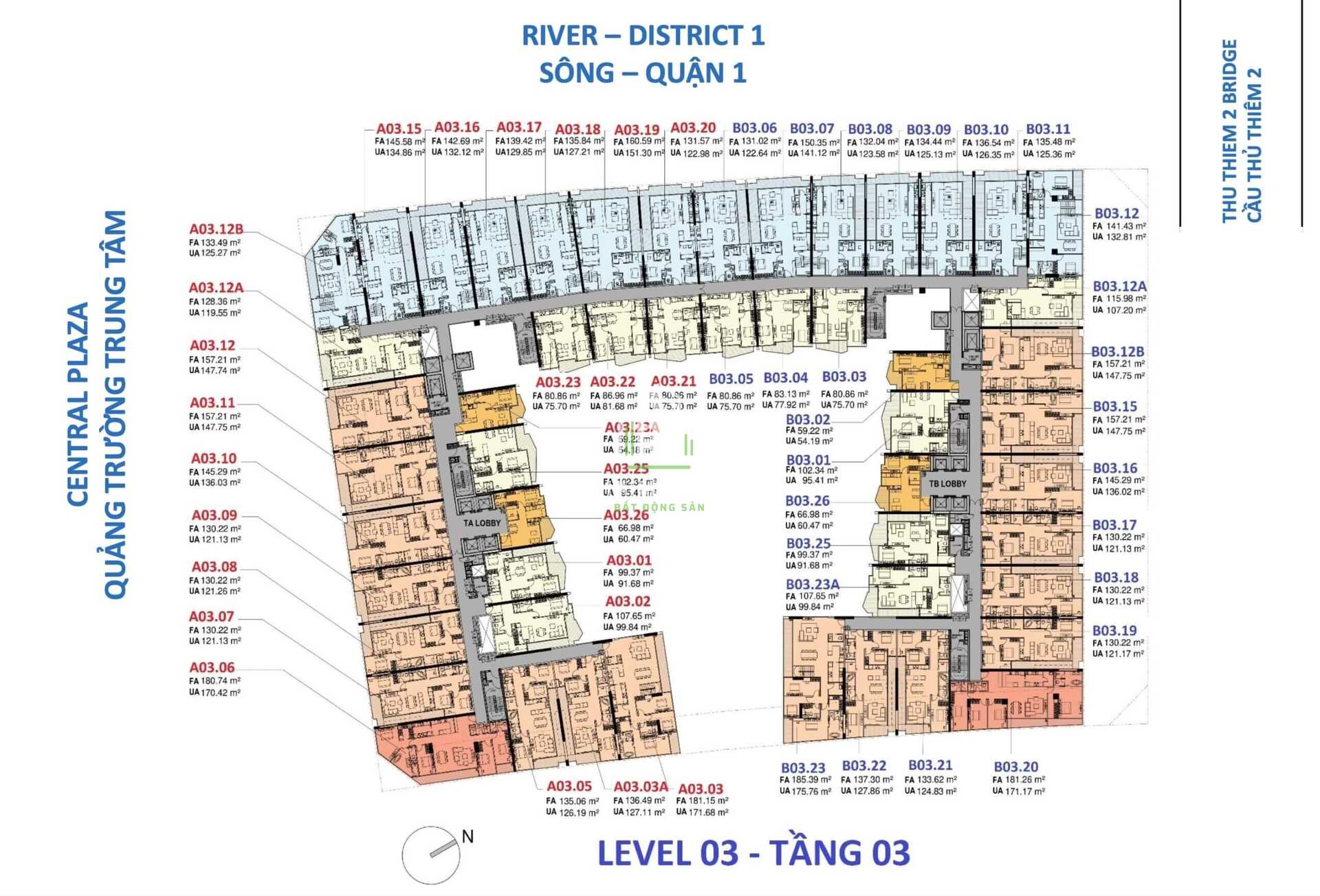 Mặt Bằng Tầng 03 Nhà Môi Giới Bất Động Sản